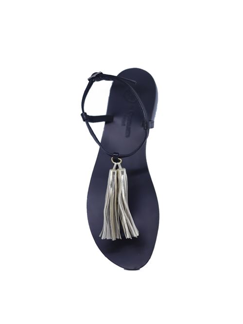 Leather Capri Sandals with black tassels Da Costanzo | NAPPINE2PELLNERO